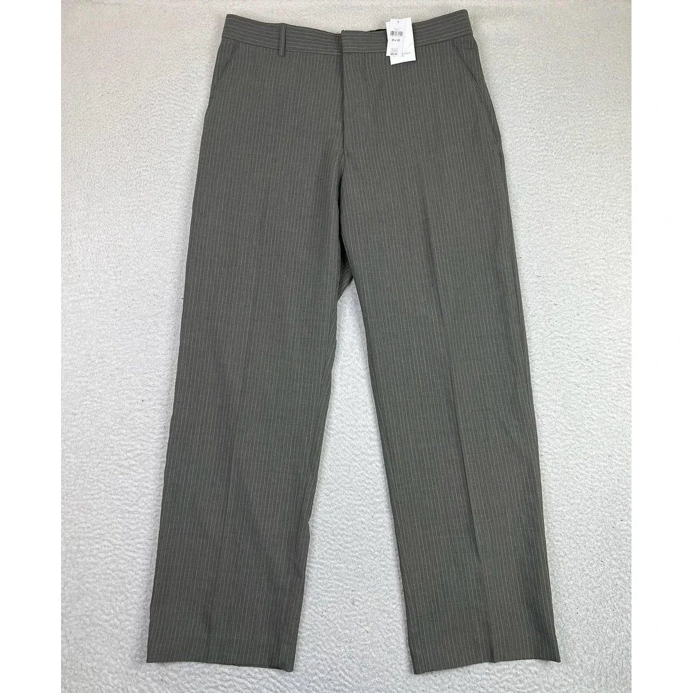 Banana Republic Dress Pants Mens 35x32 Gray Wool Blend Pinstripe Lined Business‎